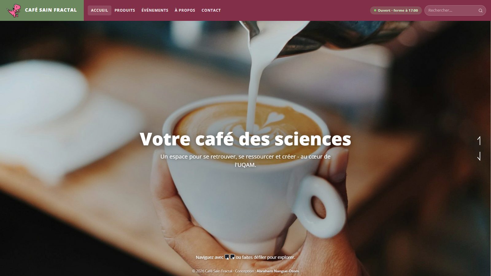Page d'accueil du site du Café Sain Fractal
